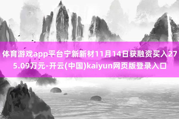 体育游戏app平台宁新新材11月14日获融资买入275.09万元-开云(中国)kaiyun网页版登录入口